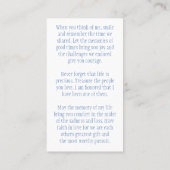 Modern In Loving Memory Photo Prayer Card Visitekaartje (Achterkant)