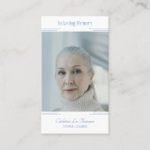 Modern In Loving Memory Photo Prayer Card Visitekaartje (Voorkant)