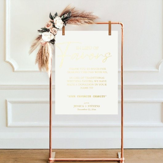 Modern in plaats van gunsten bruiloft liefdadighei folie afdrukken