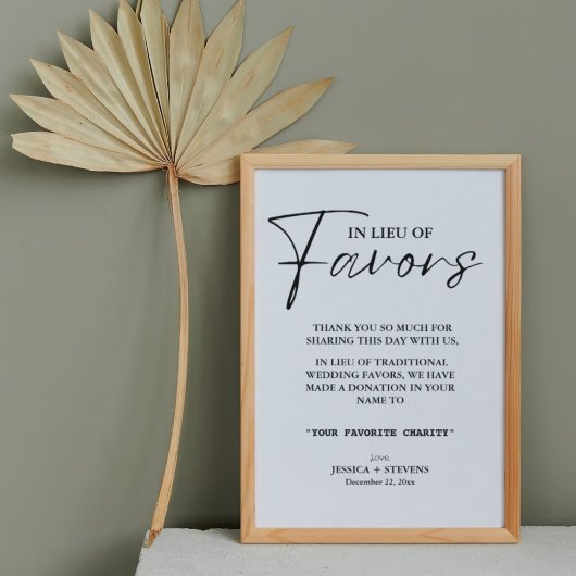 Modern in plaats van gunsten bruiloft liefdadighei poster