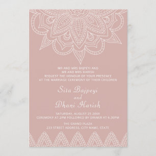 Modern Indiaans elegant Roze Mehndi Hindu Wedding Kaart