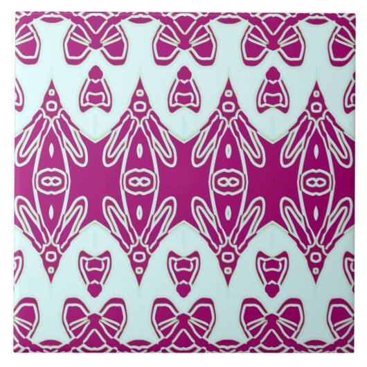 Modern Indiaas traditioneel Blauwgroen & Maroon kl Tegeltje (Voorkant)