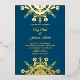 Modern Indian Hindu Mandala Wedding geperst Folie Uitnodiging