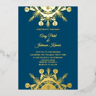 Modern Indian Hindu Mandala Wedding geperst Folie Uitnodiging