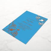Modern Indian Mandala Blue Wedding geperst Folie Uitnodiging (Gedraaid)