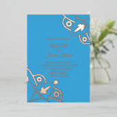 Modern Indian Mandala Blue Wedding geperst Folie Uitnodiging (Staand Voorkant)