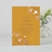 Modern Indian Mandala Mustard Wedding geperst Folie Uitnodiging (Staand Voorkant)