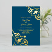 Modern Indian Mandala Wedding geperst Folie Uitnodiging (Staand Voorkant)