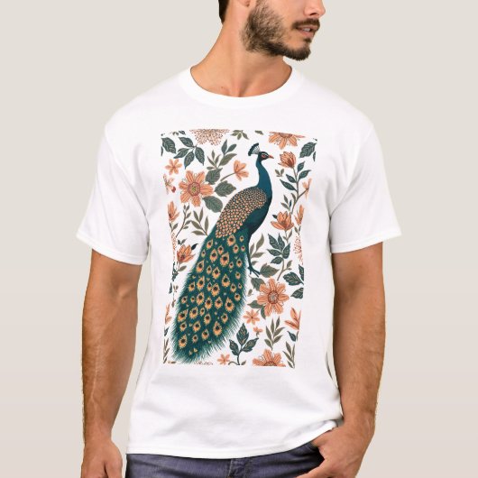 Modern Indiase Folklore Pauwpatroon T-shirt (Voorkant)