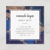 Modern Indigo Blue Marble Makeup Artist Vierkante Visitekaartje (Achterkant)