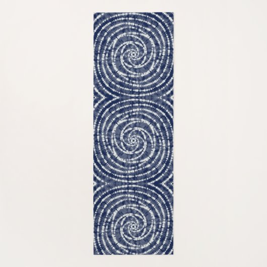 Modern Indigo Blue Spiral Pattern Shibori Yogamat (Achterkant)