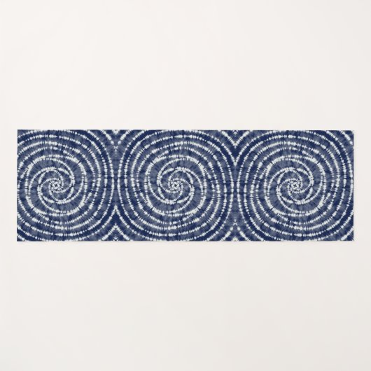 Modern Indigo Blue Spiral Pattern Shibori Yogamat (Voorkant (horizontaal))
