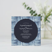 Modern Indigo Blue Stripe Waterverf Wedding Kaart (Staand voorkant)