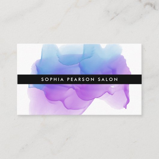 Modern Indigo Waterverf Blot Afsprakenkaartje (Voorkant)