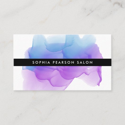 Modern Indigo Waterverf Blot Klantenkaartje (Voorkant)