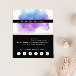 Modern Indigo Waterverf Blot Klantenkaartje