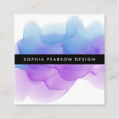 Modern Indigo Waterverf Blot Vierkante Visitekaartje (Voorkant)