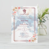 Modern Indisch Hindoe Bruiloft Ganesha Bloemmarmer Kaart (Staand voorkant)