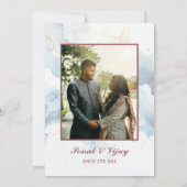 Modern Indisch Hindoe Bruiloft Ganesha Bloemmarmer Kaart (Achterkant)