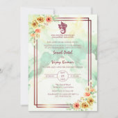 Modern Indisch Hindoe Bruiloft Ganesha Bloemmarmer Kaart (Voorkant)