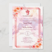 Modern Indisch Hindoe Bruiloft Ganesha Bloemmarmer Kaart (Voorkant)