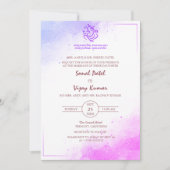 Modern Indisch Hindoe Bruiloft Ganesha Logo Paarse Kaart (Voorkant)