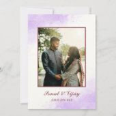 Modern Indisch Hindoe Bruiloft Ganesha Logo Paarse Kaart (Achterkant)