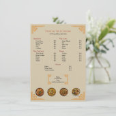 Modern Indisch restaurant gouden rand plat menu (Staand voorkant)
