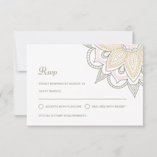 Modern Indische legant Mehndi Hindu Wedding RSVP Kaartje