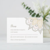 Modern Indische legant Mehndi Hindu Wedding RSVP Kaartje (Staand voorkant)
