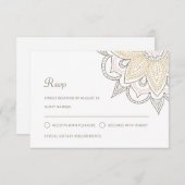 Modern Indische legant Mehndi Hindu Wedding RSVP Kaartje (Voorkant / Achterkant)