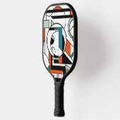 Modern Industrial Geometric Abstract Orange Teal D Pickleball Paddle (Links)