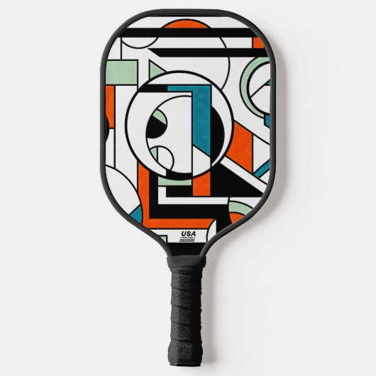 Modern Industrial Geometric Abstract Orange Teal D Pickleball Paddle (Achterkant)