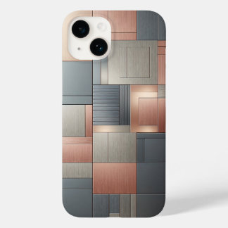 Modern Industrial Metallic Block Pattern Copper an Case-Mate iPhone 14 Hoesje