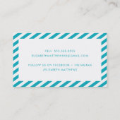 MODERN INFLUENCER stijlvolle border aqua navy wit Visitekaartje (Achterkant)