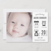 Modern Infographic Photo Birth Announcement Aankondiging (Voorkant)