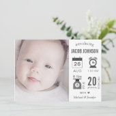 Modern Infographic Photo Birth Announcement Aankondiging (Staand voorkant)