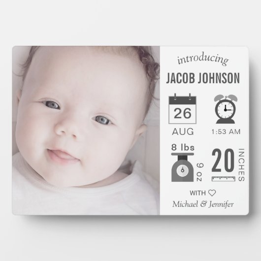 Modern Infographic Photo Birth Announcement Fotoplaat (voorkant)