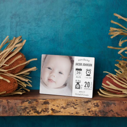 Modern Infographic Photo Birth Announcement Fotoplaat (Zijkant)