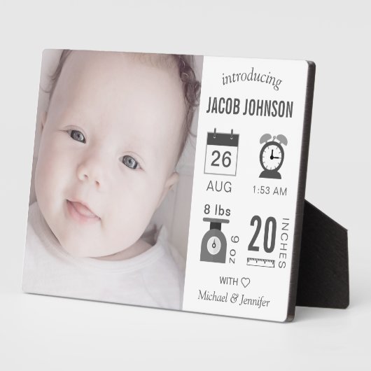 Modern Infographic Photo Birth Announcement Fotoplaat (Zijkant)