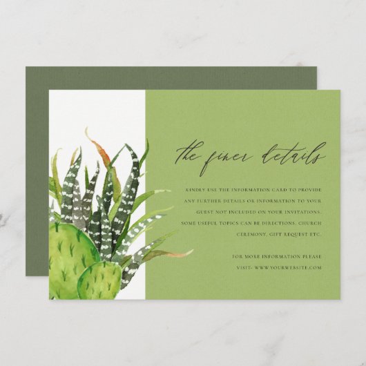 MODERN INFORMATIE OVER DE WATERVERF VAN CACTUS FLO INFORMATIEKAARTJE (Voorkant / Achterkant)