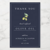 Modern Infused Olive Oil Thank You Label Blue Wijn Etiket (Enkel label)
