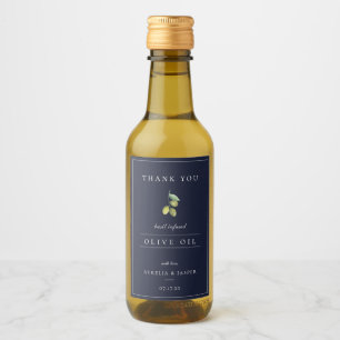 Modern Infused Olive Oil Thank You Label Blue Wijn Etiket