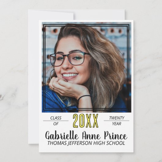 Modern ingelijst Afstuderen foto Aankondiging (Voorkant)