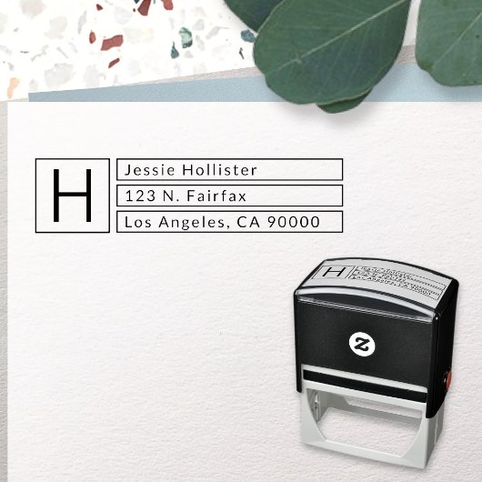 Modern ingelijst monogram retouradres  zelfinktende stempel