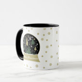 Modern ingericht sneeuw wereldbol mok (Voorkant links)