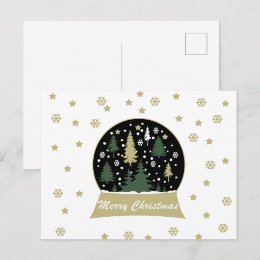 Modern ingerichte sneeuwbol feestdagenkaart (Voorkant / Achterkant)