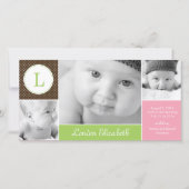 Modern Initiaal Baby Girl Geboorteaankondiging Aankondiging (Voorkant)