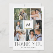 Modern Initiaal BEWERKBARE KLEUR bruiloft Dank u Bedankkaart (Voorkant)