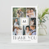 Modern Initiaal BEWERKBARE KLEUR bruiloft Dank u Bedankkaart (Staand voorkant)